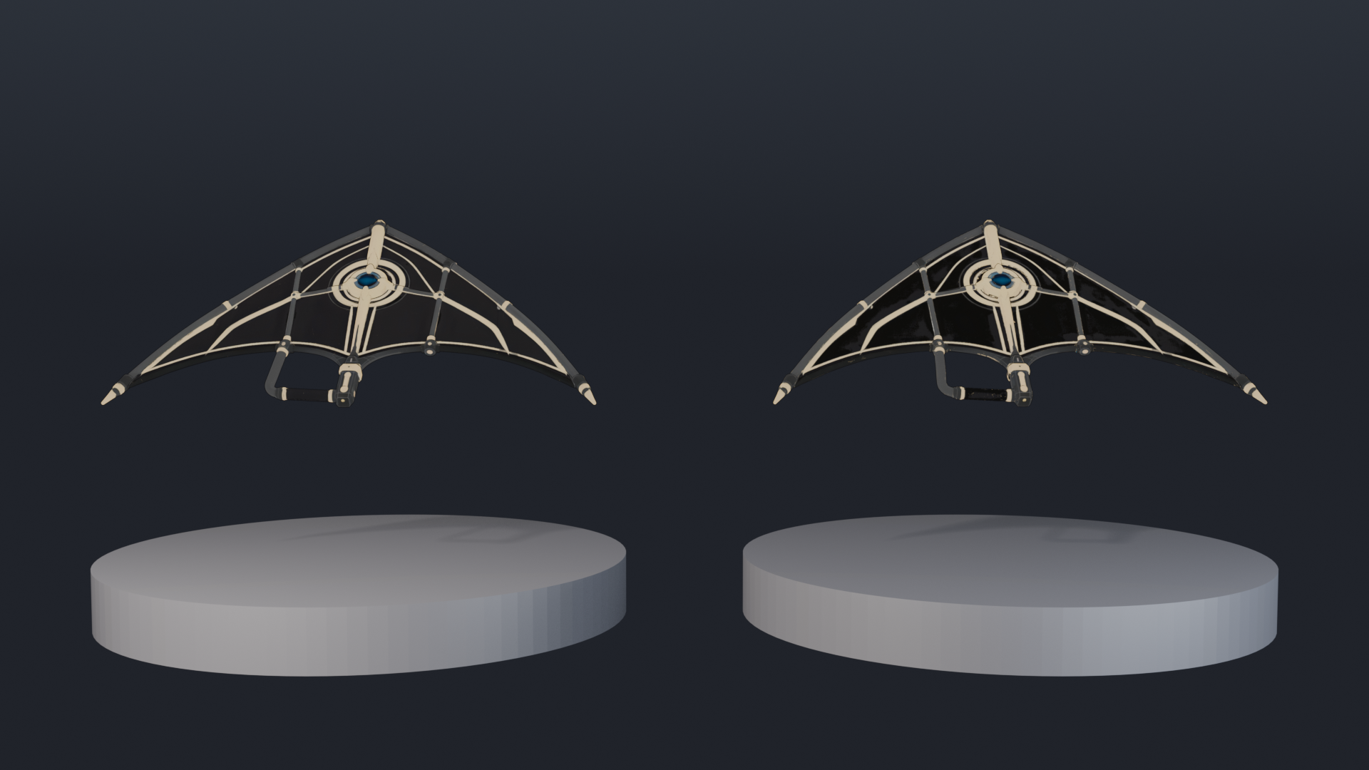 RHM glider hero mesh and rigged comparison