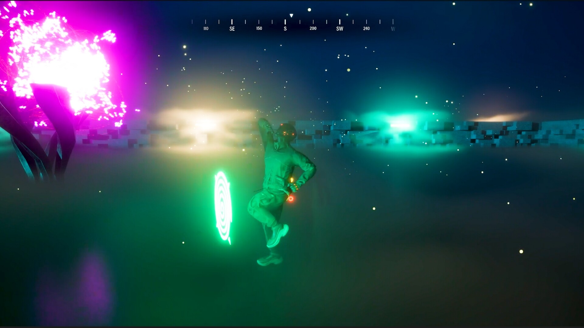 RHM gameplay showing the player mid-air near a signal burst
